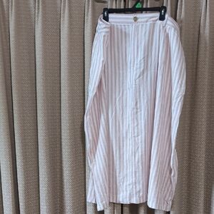 NWT Women's Size 2X A New Day Linen Pink & Cream Striped Skirt With Pockets